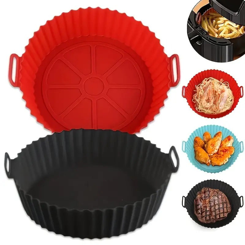 Silicone Air Fryer Mat Collapsible Reusable 8-Inch 3D Round Kitchen Baking Tool