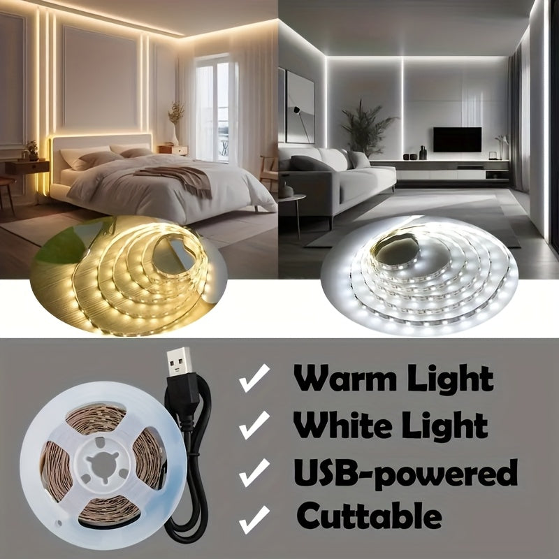 Dimmable White USB LED Strip Lights for New Year Decoration