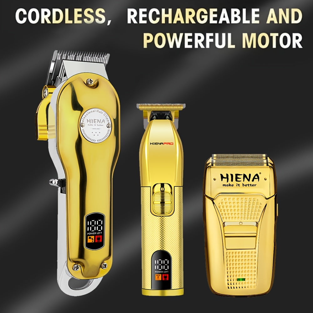 3 piezas de recortadora de cabello y barba para hombres, recargable por USB, batería de 2000mAh