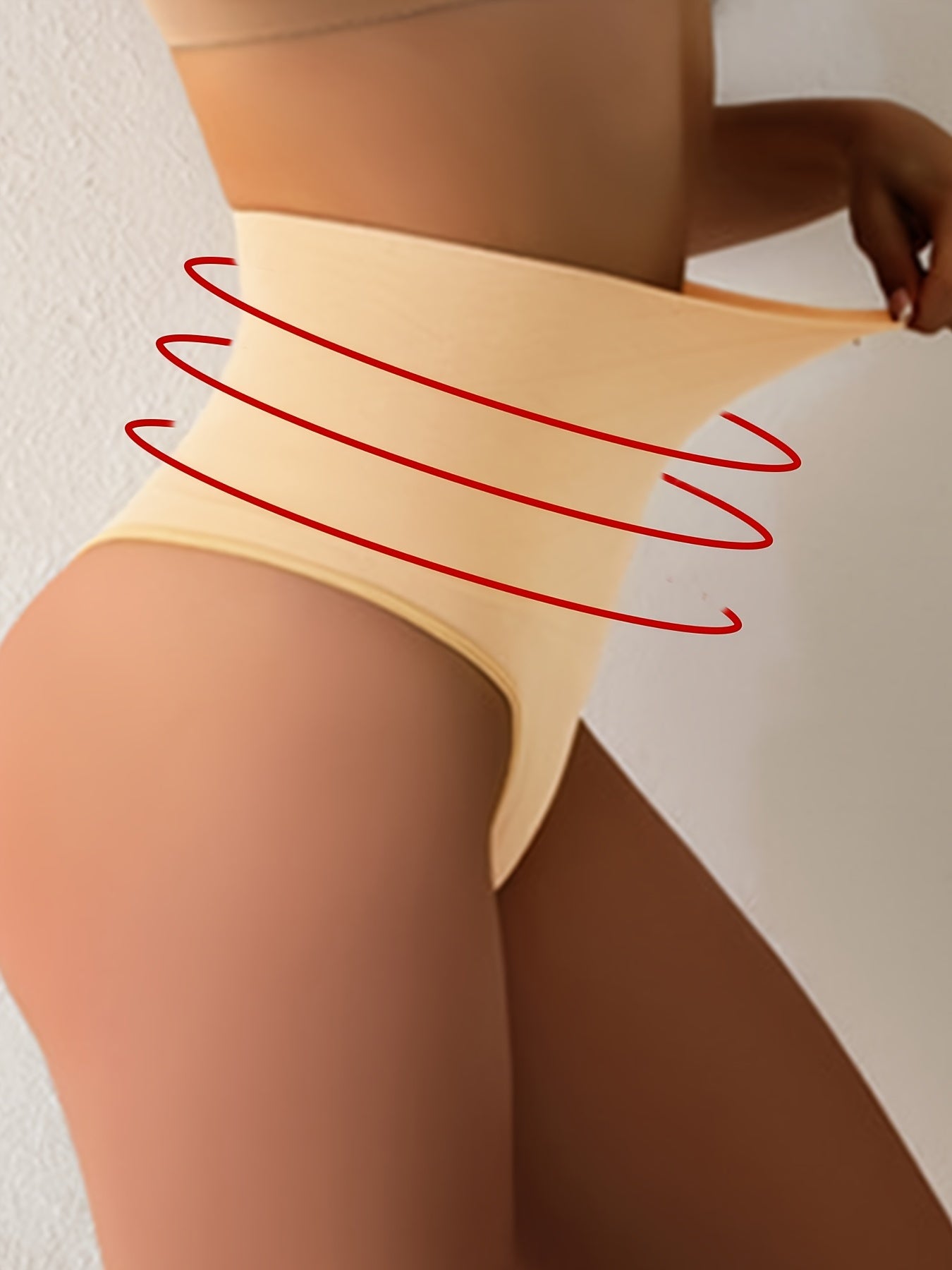 Women's Breathable Slimming Thong Underwear with Side Stripe and Stripes Pattern