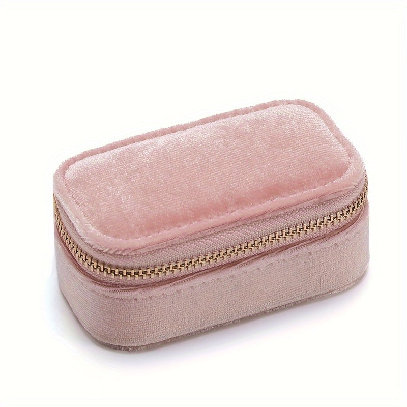 Velvet Jewelry Box Nordic Style with Zippered Closure for Earrings and Rings