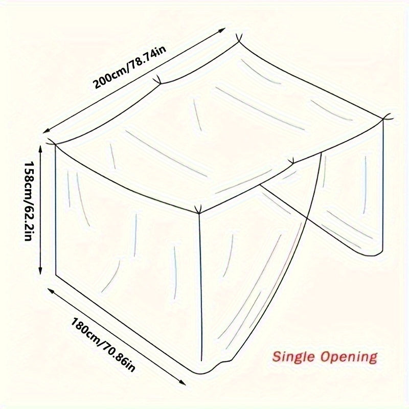 Cielo de cama de poliéster blanco con entrada individual, mosquitera para dormitorio y exteriores