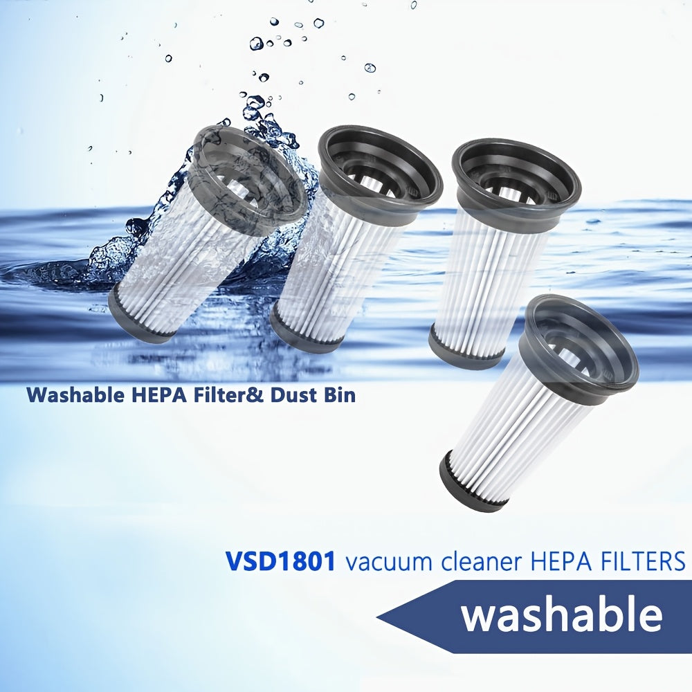 4-Piece HEPA Vacuum Filter Set for Stick Hand Vacuum Washable Durable Plastic