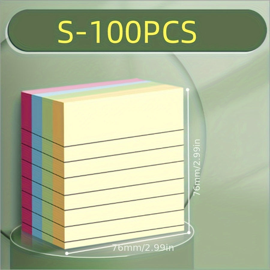 Large Lined Self-Adhesive Sticky Notes Pad in 4 Colors for Office and Students