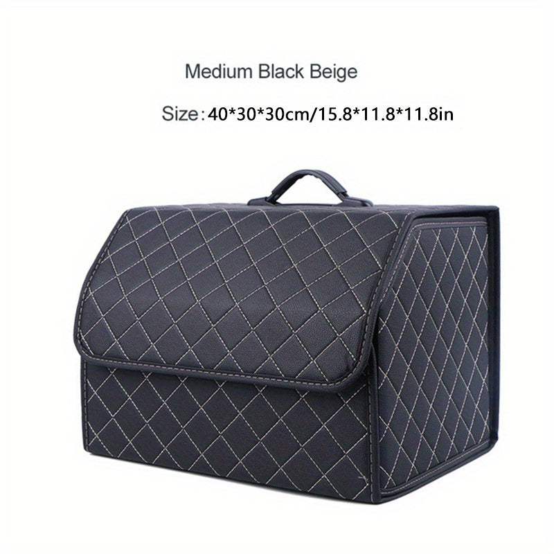 Organizador de maletero de coche plegable de cuero PU para almacenamiento de juguetes y comida