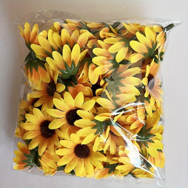 Paquete de 100 cabezas de girasol artificial de 1.57 pulgadas para decoración navideña y de interior