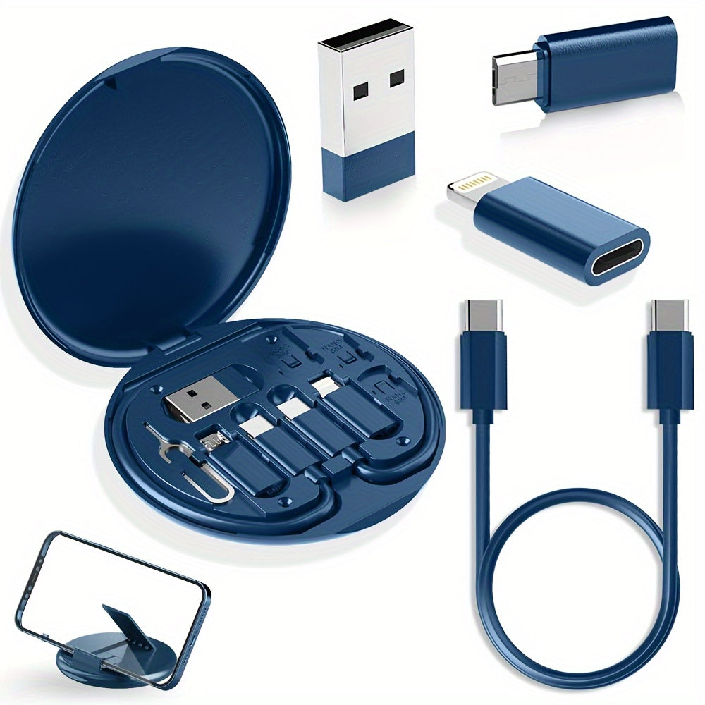Kit de cables de cargador USB-C de silicona con transferencia de datos y almacenamiento para tarjetas