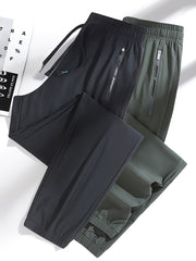 Women's Summer Sports Long Pants Tapered Joggers with Elastic Waist and Zipper Pockets