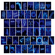 Neon Wall Collage Kit for Teen Girls Blue Aesthetic 50 Pcs Posters Bedroom Decor