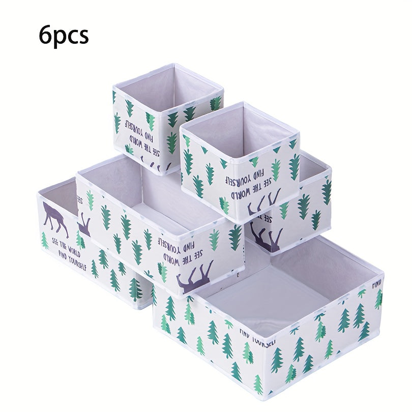 Set of 6 Fabric Drawer Organizers for Clothes and Socks with Animal Prints