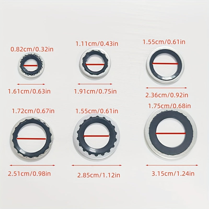 Set of 6 High-Temperature Resistant Car A/C Sealing Gaskets for Expansion Valve
