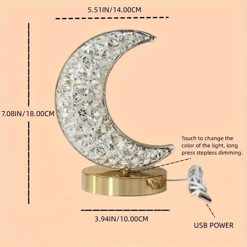 Moon Shape Touch Table Lamp with 3-Color LED Nightstand Light for Bedroom Nursery Office