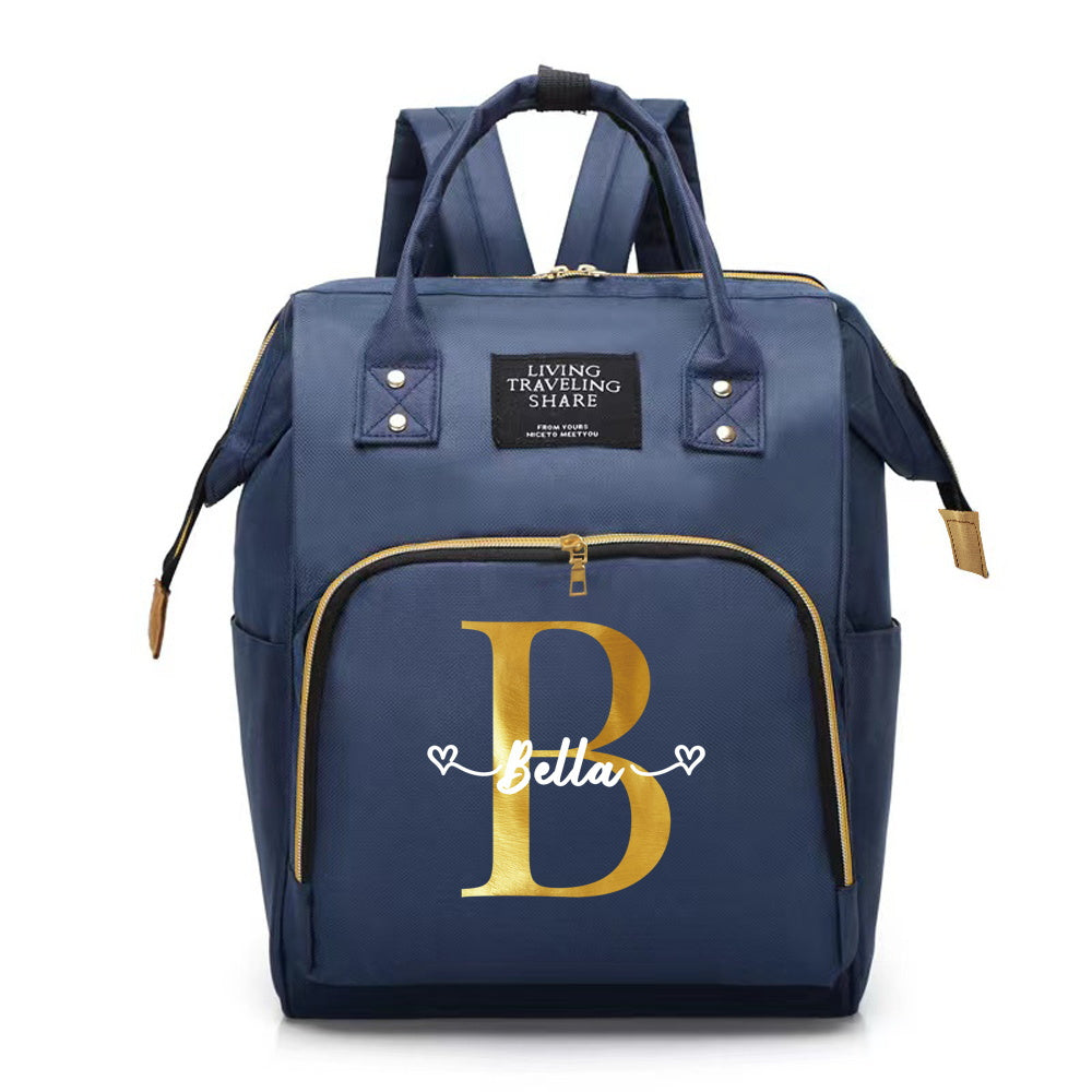 Personalized Oxford Cloth Diaper Bag with Large Capacity and Bottle Organizer