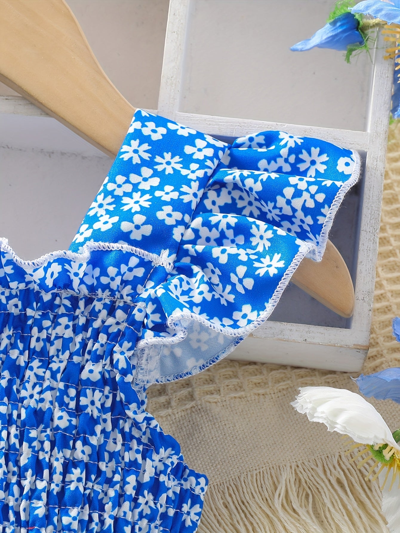 Girls Sleeveless Floral Jumpsuit with Ruffle and Bow for Summer Parties