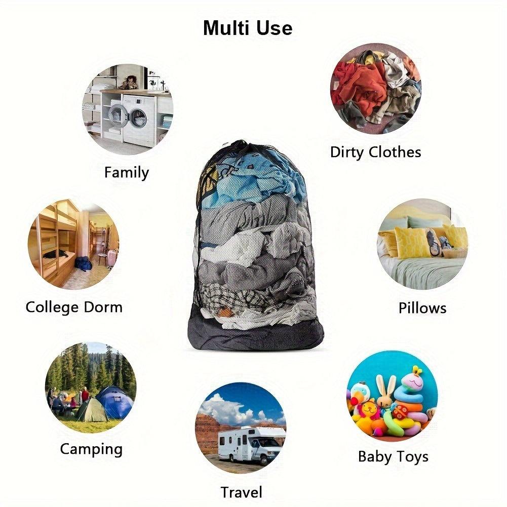 Bolsa de lavandería de malla con cierre de cordón 68x92 cm poliéster almacenamiento ovalado para viajes