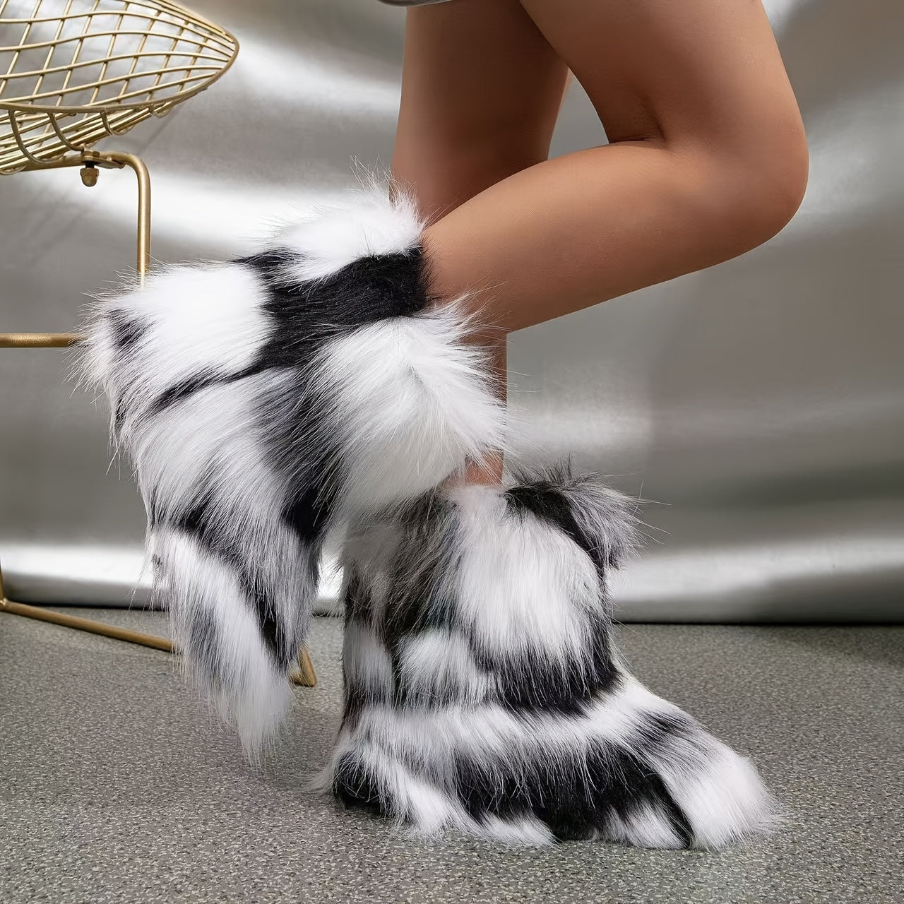 Женские зимние сапоги на меху с плюшевой подкладкой, утеплённые, до середины икры