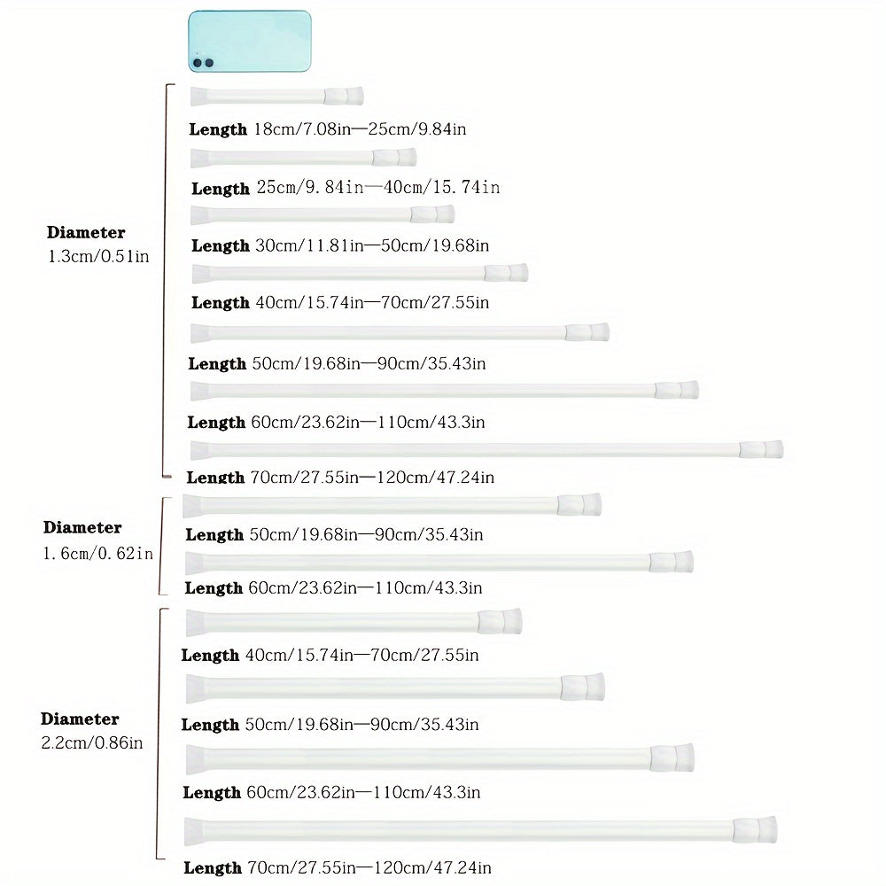Oʻzgaruvchan teleskopik tayoq eshiklar, derazalar, hammom, oshxona, quritish va bezak uchun