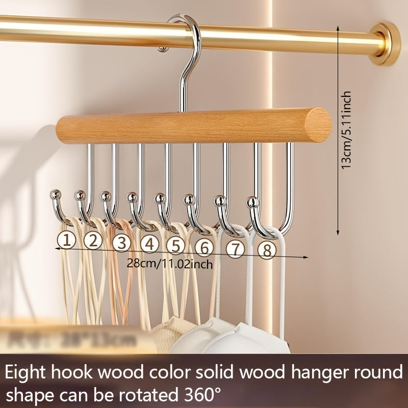 Perchero de madera con 8 ganchos, organizador de armario giratorio y ahorrador de espacio