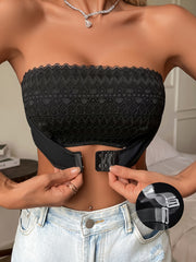 Sujetador bandeau de encaje sin cables con cierre frontal y push-up para mujeres