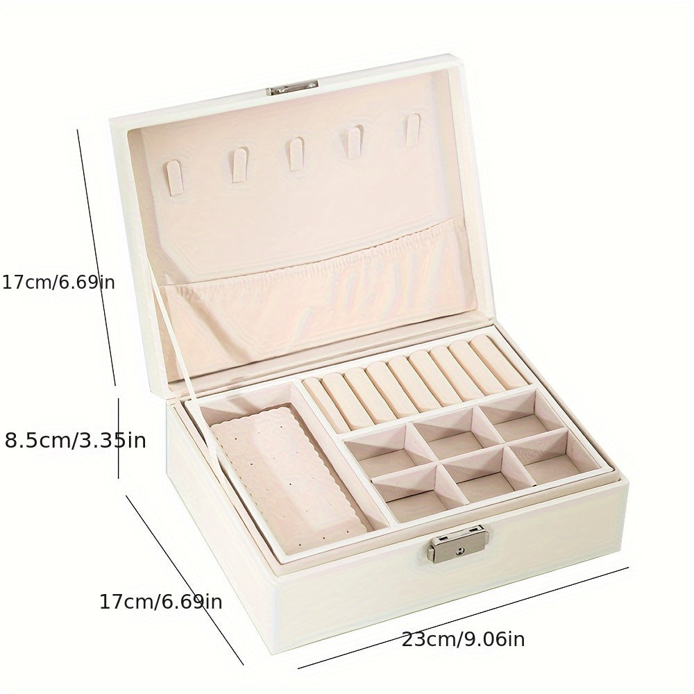 Большая вместительная шкатулка для украшений с замком для хранения цепочек, колец, серег