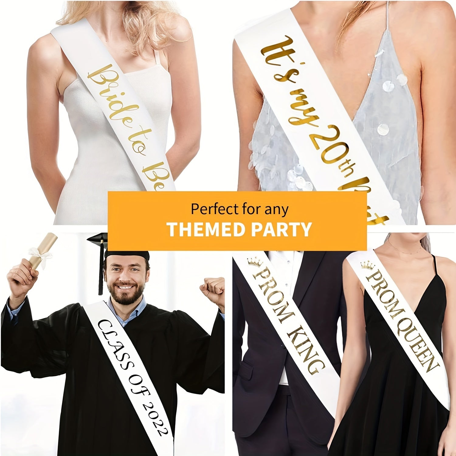 Set of 6 Satin Ribbon Belts for Weddings Birthdays Graduations and DIY Projects in Solid Colors