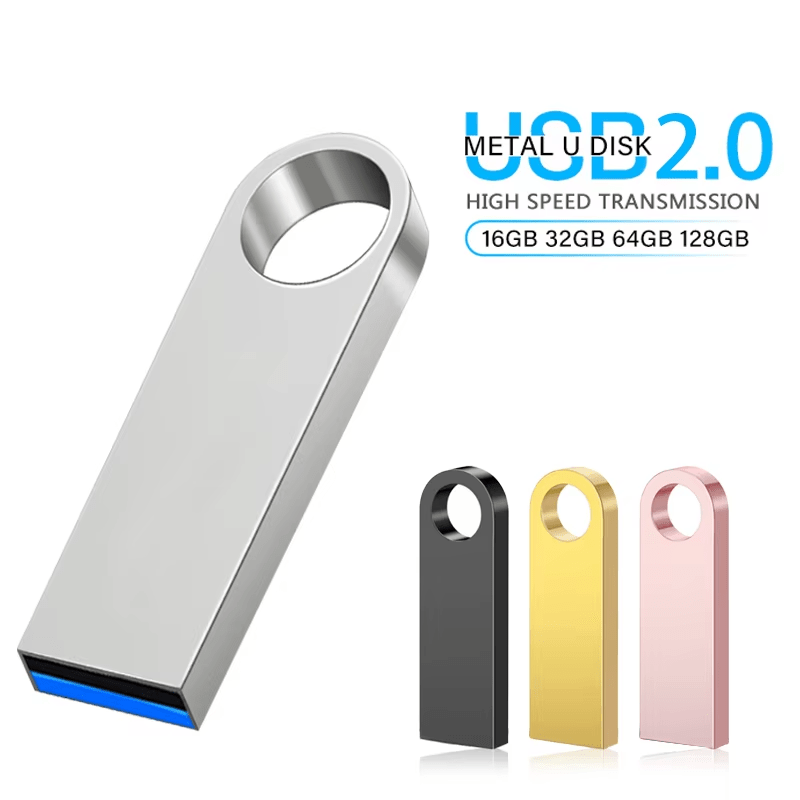 USB 2.0 Flash Drive 8GB to 128GB Metal Durable Portable Data Storage