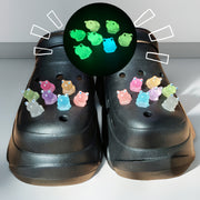 Unisex Resin Frog Shoe Charms for Clogs and Sandals, Glowing, Pack of 14
