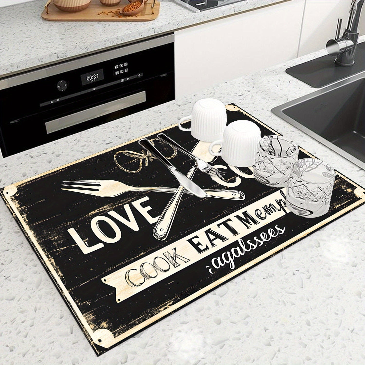 2D Flat Rubber Cooktop Protection Pad Non-Slip Scratch-Resistant for Stove Ovens