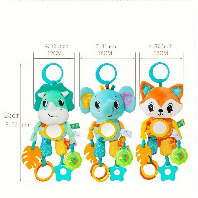 Kichkina bolalar uchun mo'ljallangan yumshoq o'yinchoqlar, yorqin osma shovqinli o'yinchoqlar, tishlagichlar 0-3 oy