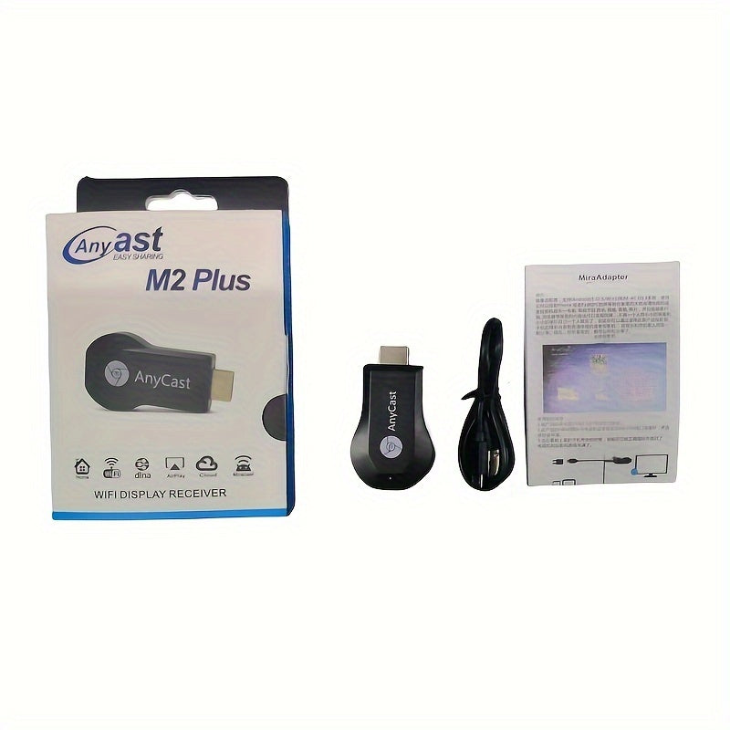 Беспроводной HDTV адаптер-стик: Anycast 1080p, подключи и работай, режим зеркалирования и расширения, SmartSee DLNA AirPlay для домашнего кинотеатра, PPT, образования, вечеринок - питание от USB, черный, встречи.