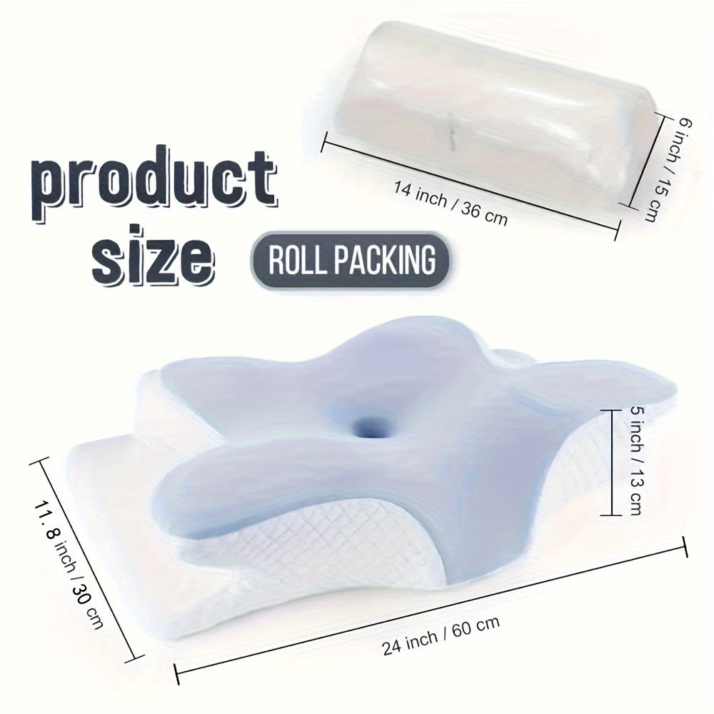 Butterfly-Shaped Neck Pillow Orthopedic Cooling Memory Foam Contoured Support Grey