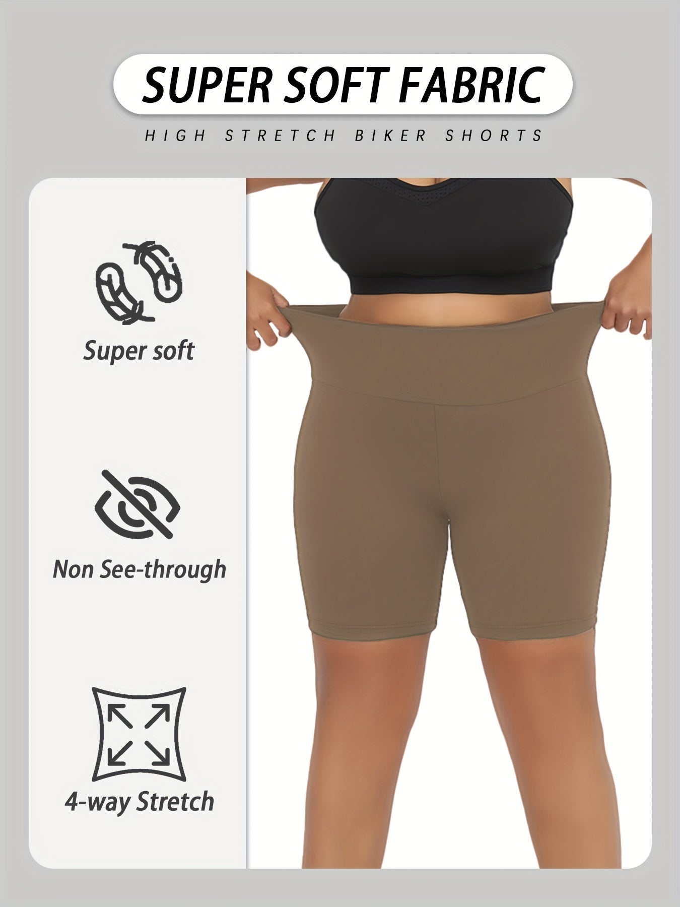 Women High-Waisted Biker Shorts Stretchy No-See-Through Summer Athletic