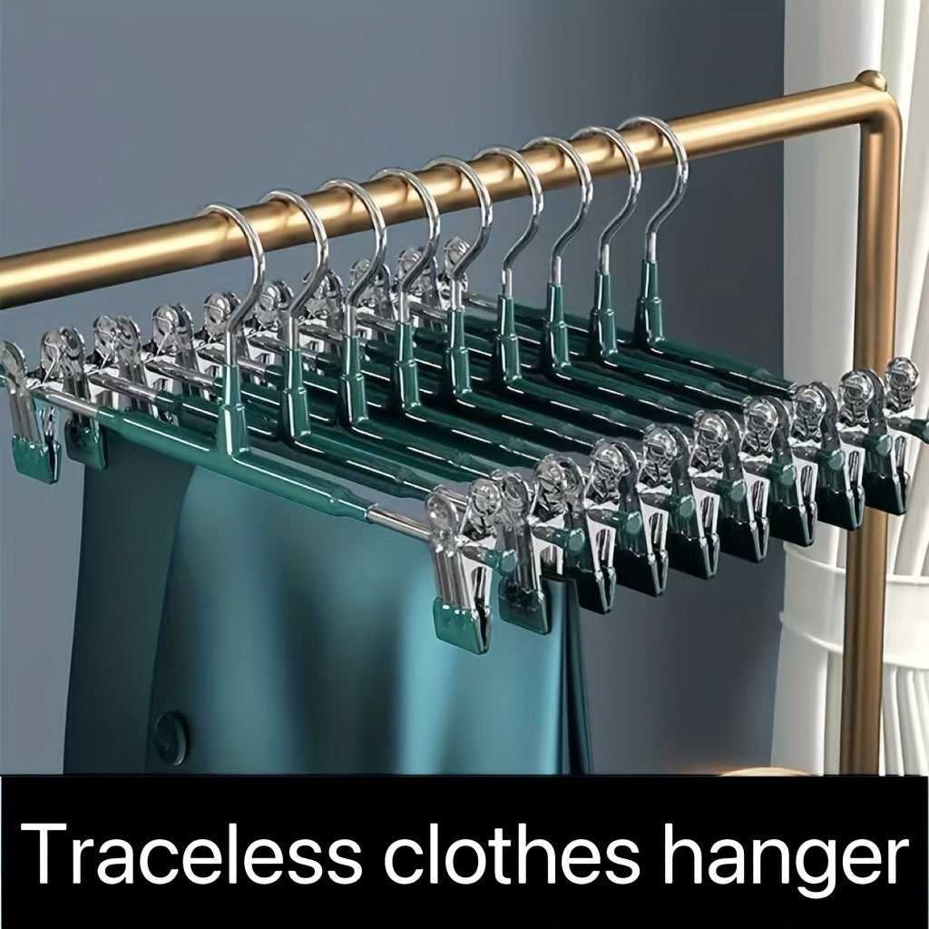 10 Premium Stainless Steel Pants Hangers with Adjustable Clips Heavy Duty No Slip