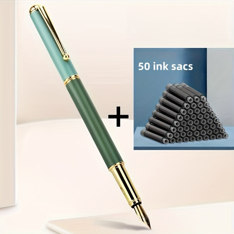 Fountain Pen with 50 Ink Pouches for Calligraphy Office Use Suitable for Students and Adults