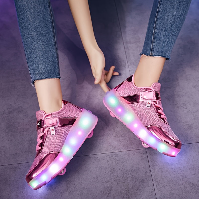 Kids' Roller Skates for Girls and Boys with Wheels, Mid Top, Solid Color