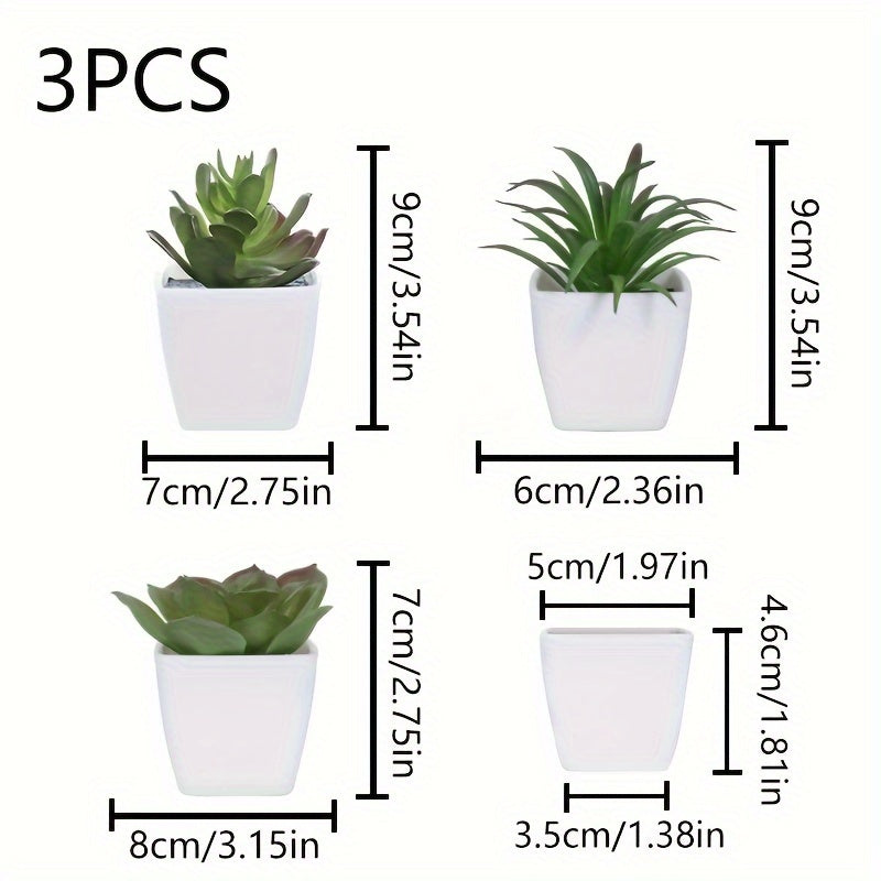 Sun'iy yashil o'simliklar, sukkulentlar, bonsai, uy bezak uchun, 3 ta to'plam