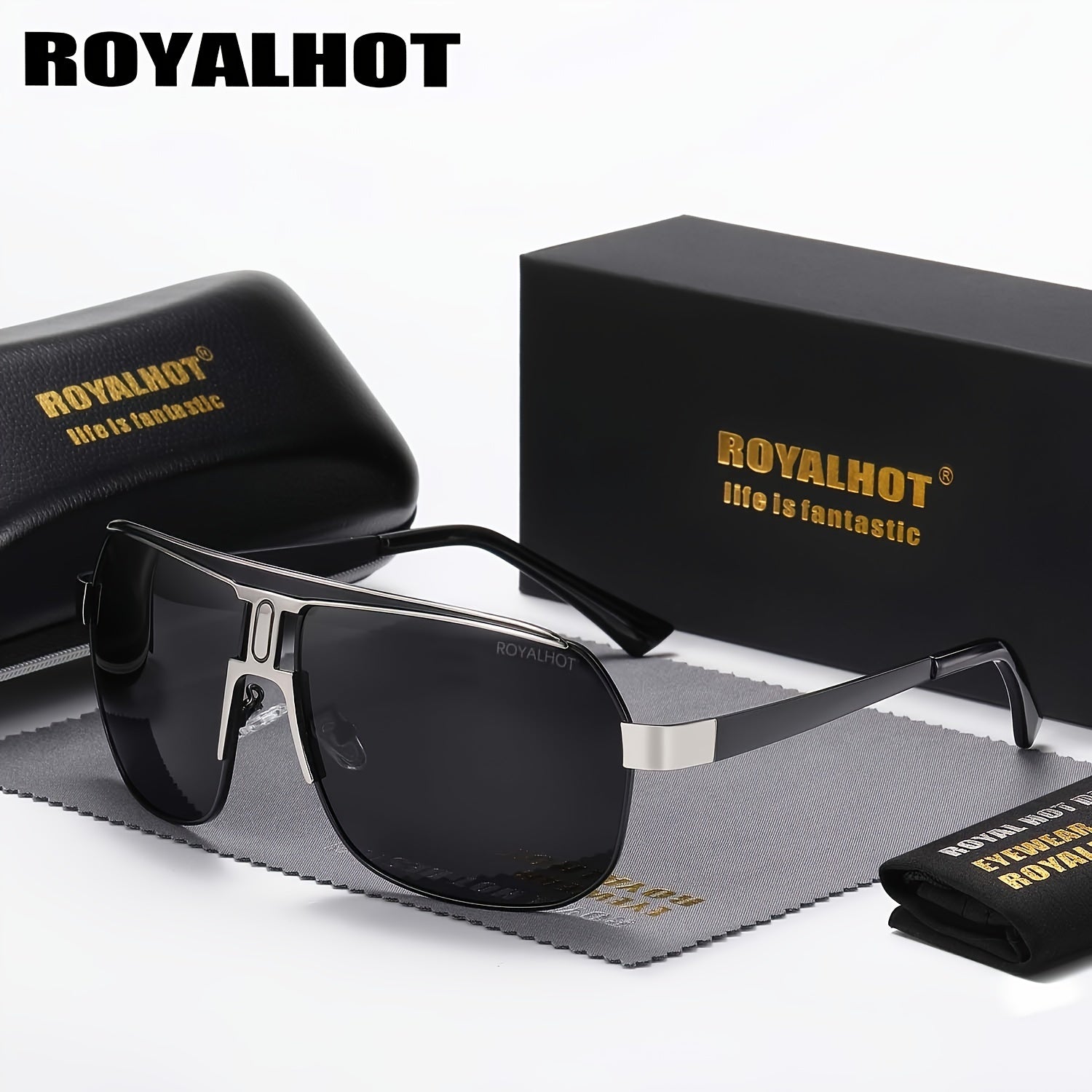 Men Women Polarized Alloy Square Oversized Sunglasses Driving Shades