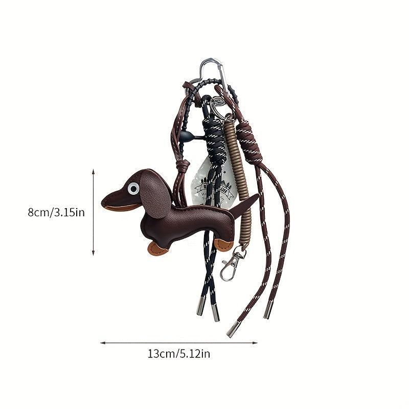 Braided Nylon Rope Dachshund Dog Keychain for Car Keys and Bag Pendant Ornament