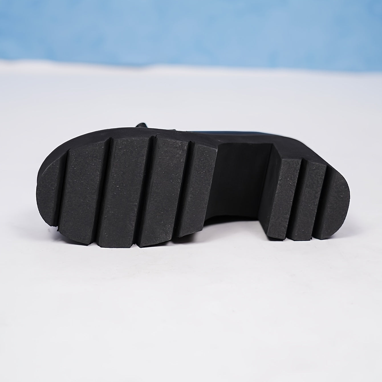 Women's Black Platform Pumps with Bow Accent High Heel Round Toe Rubber Sole