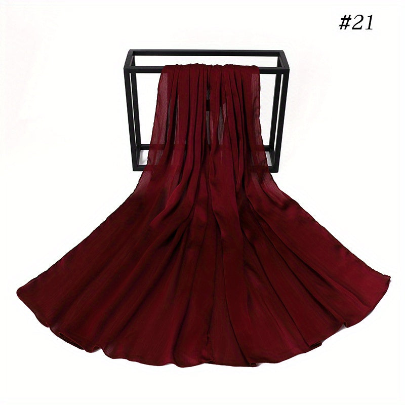 Wrinkled Satin Muslim Hijab Natural Fiber Lightweight Black