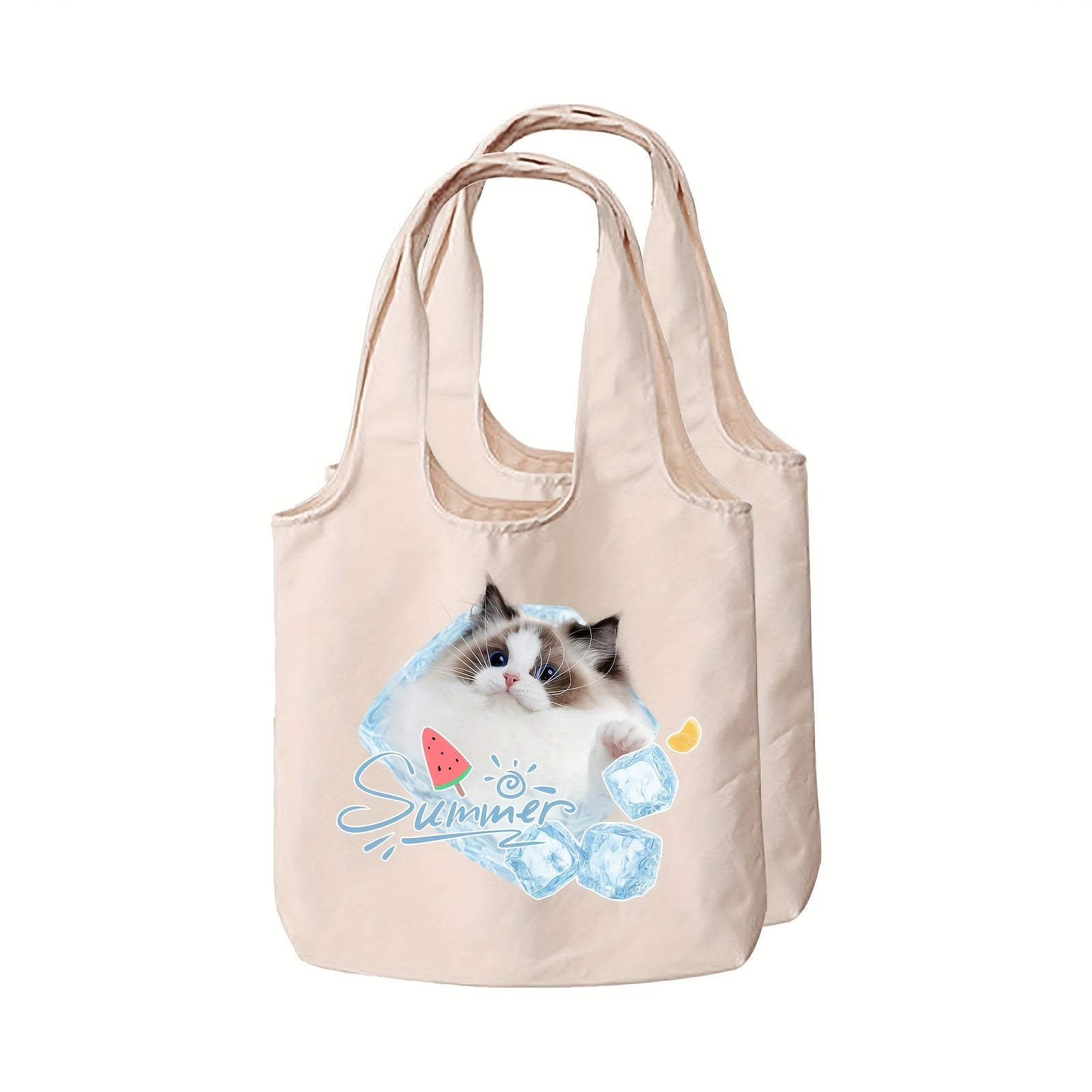 Personalized Canvas Tote Bags Set with Custom Photos for Daily Use and Outdoor Activities