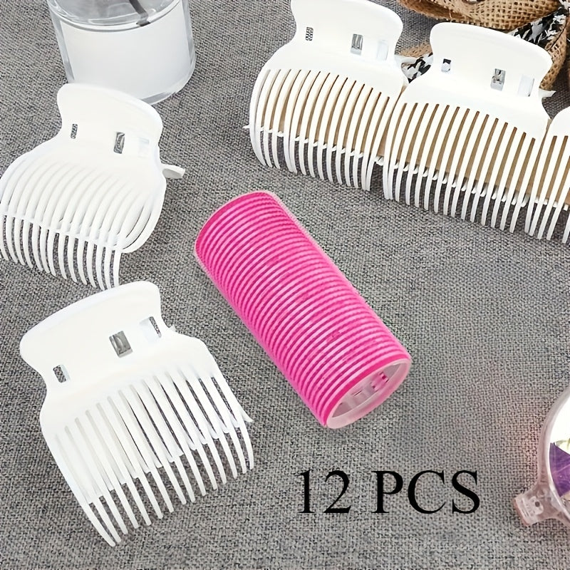 12-Pack Hair Rollers Plastic Hair Curlers Salon-Grade Styling Accessories