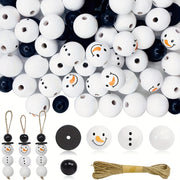 Wooden Bead Craft Kit for DIY Jewelry Making Includes Snowman Beads and String