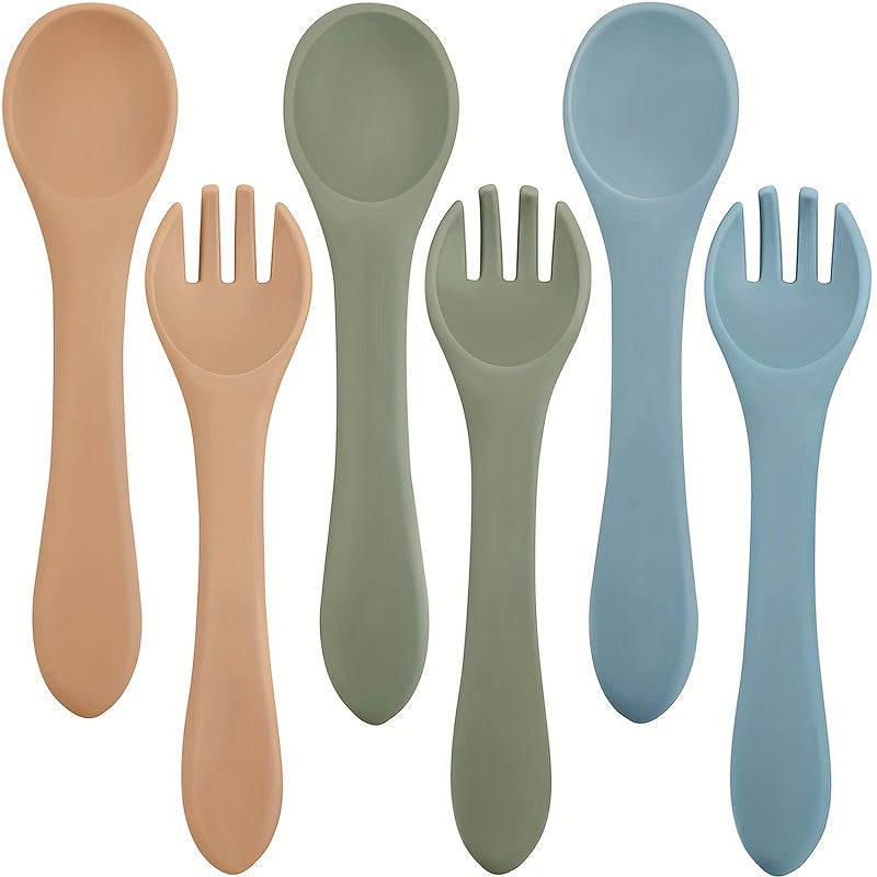 Children's Silicone Flatware Set with Fork and Spoon for Baby Feeding