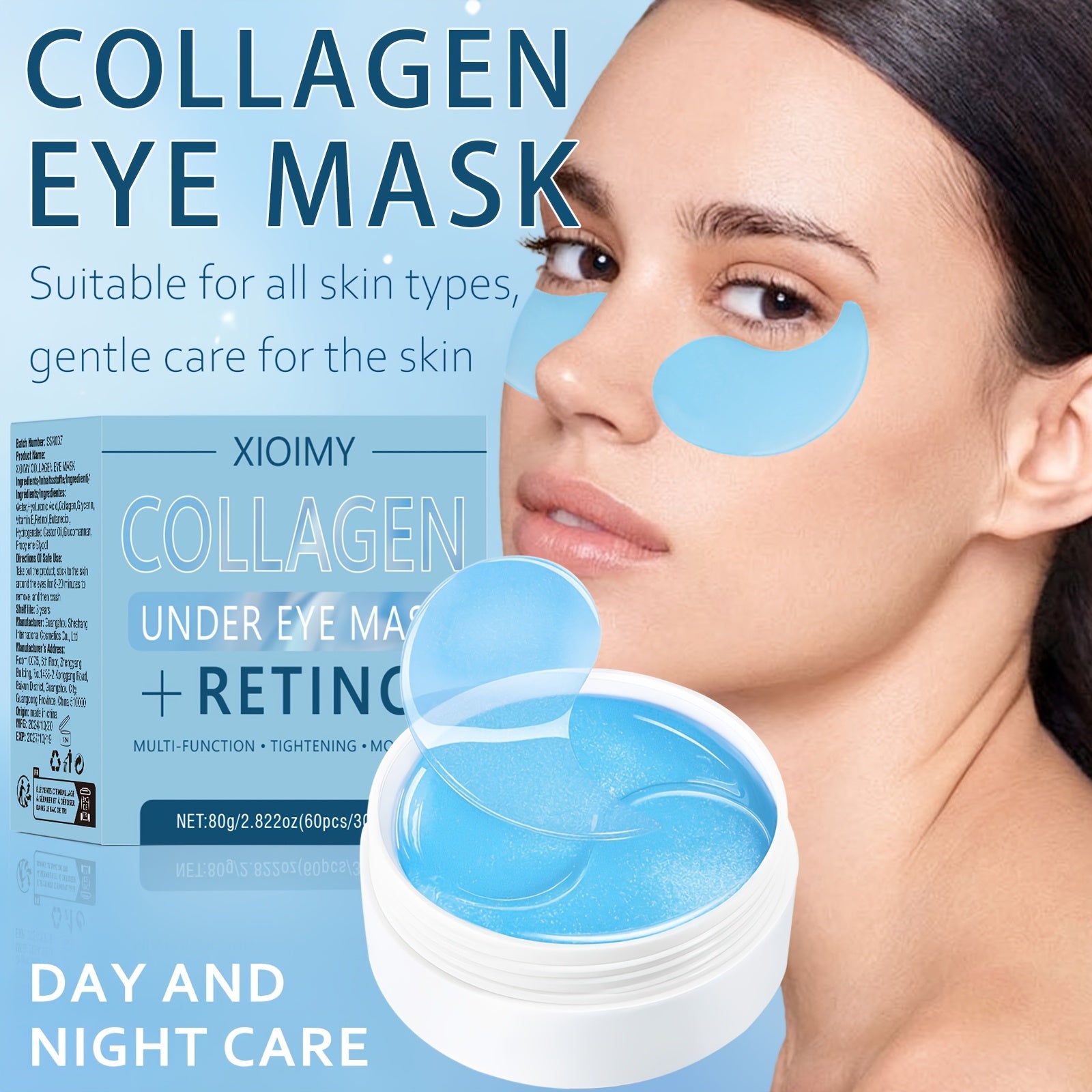 60pcs Collagen Retinol Eye Masks for Deep Hydration Firming All Skin Types