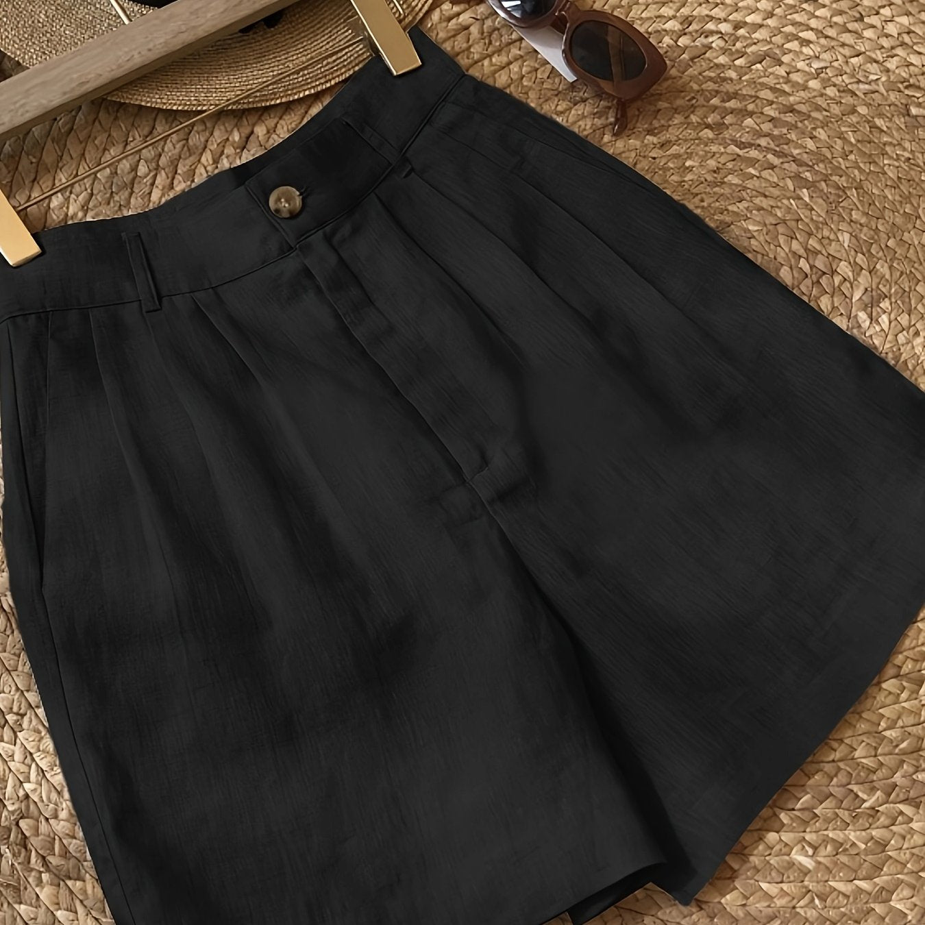 Women's Plus Size Brown Wide Leg Shorts Breathable Pockets