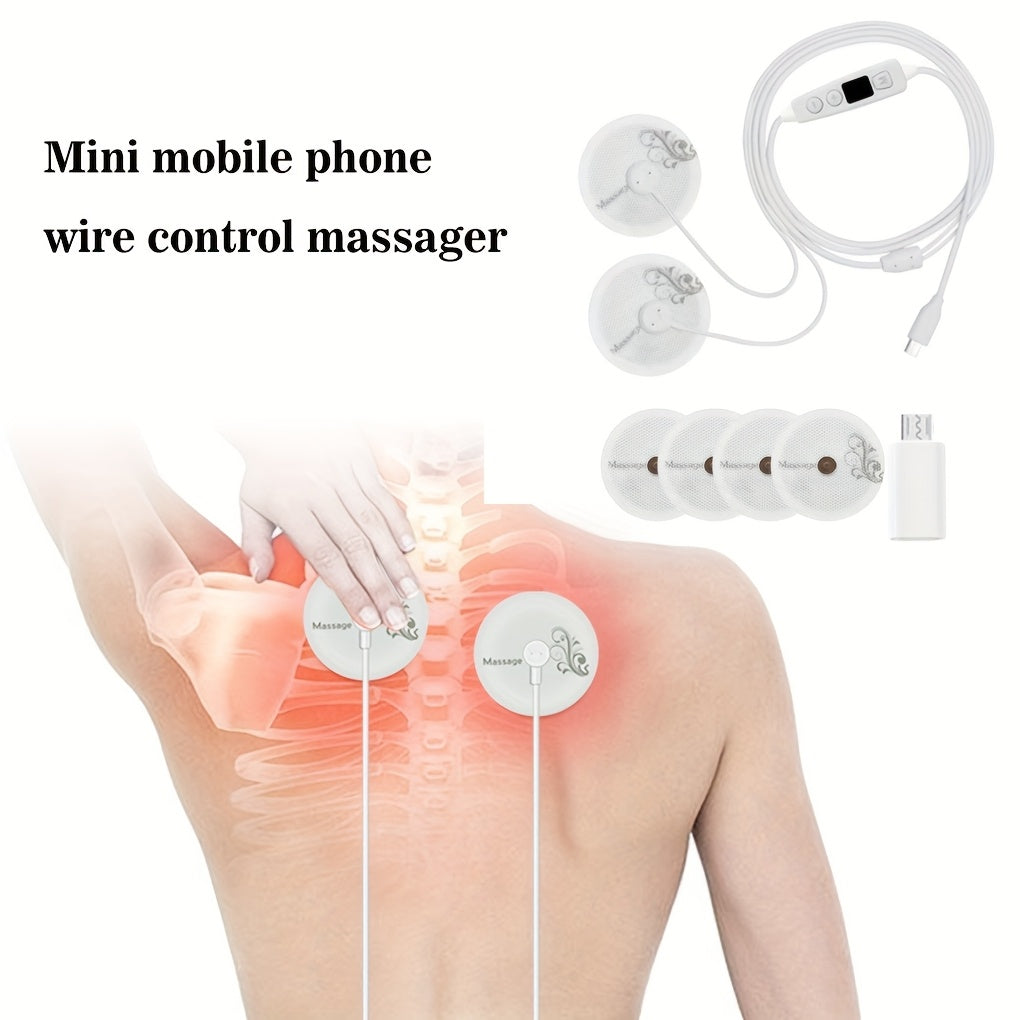 6 rejim, 8 kuch va mobil telefon quvvat manbai uchun adapter ulagichi bilan massaj yamoqi. Qo'l, son, orqa va butun tana massaji uchun mos keladi.