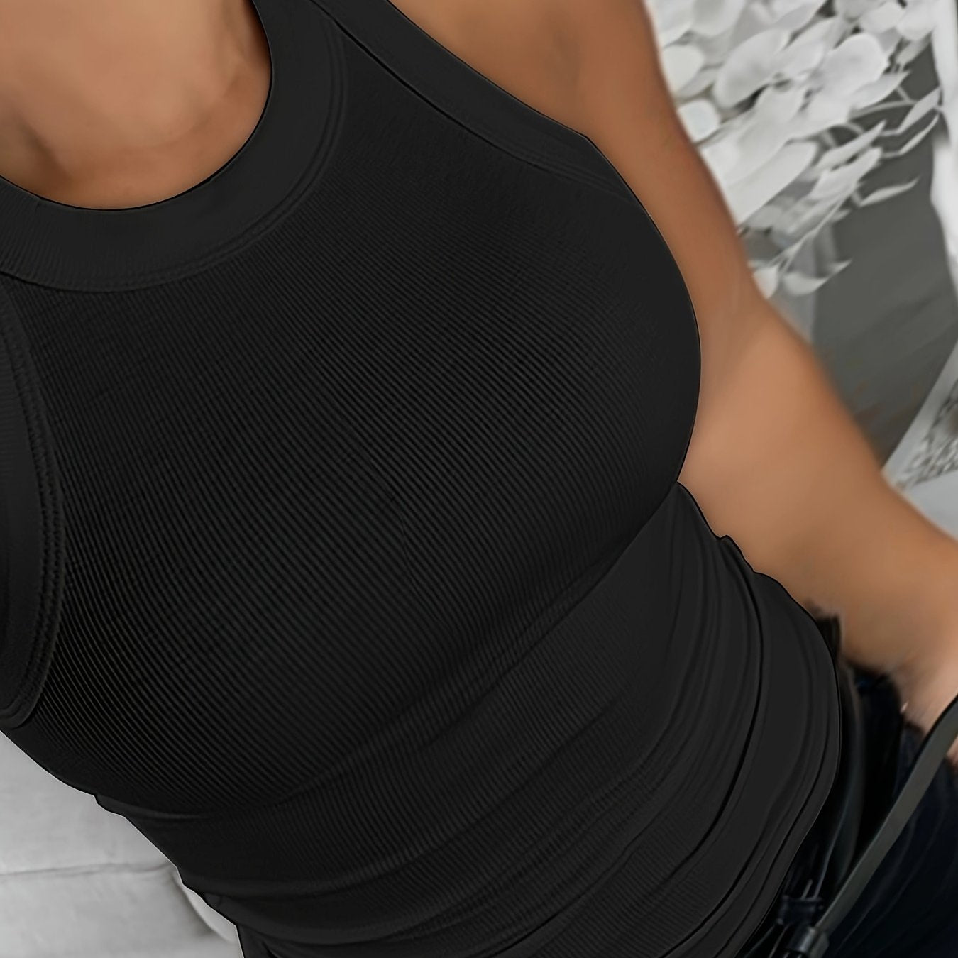 Женская безрукавка-майка с ребристой тканью, большой размер, белая, повседневный стиль