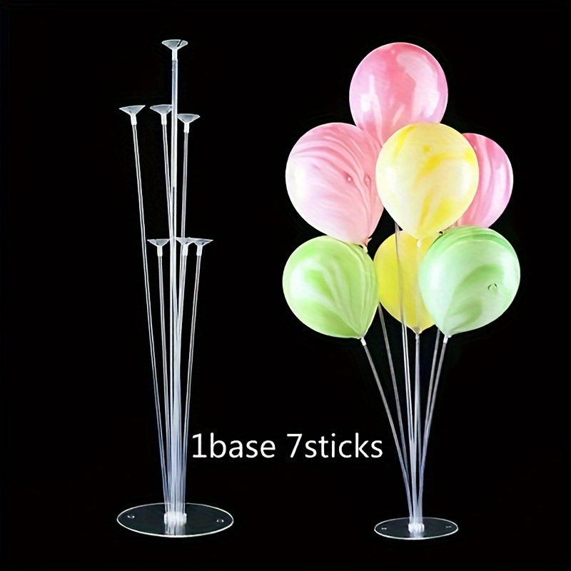 Kit de soporte para guirnalda de globos con soportes para columnas de globos transparentes de 7 cabezas, reutilizable para decoraciones de fiestas, bodas y cumpleaños