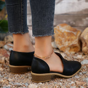 Women's Side Cut-Out Ankle Boots Slip-On Chunky Low Heeled Shoes